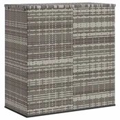 Vidaxl Vrtna škatla za blazine PE ratan 100x49x103,5 cm siva