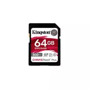 Kingston 64GB Canvas React Plus SDHC UHS-II U3 V90 for Full HD/4K/8K