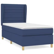 Vidaxl Box spring postelja z vzmetnico modra 80x200 cm blago