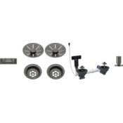 Blanco pribor SATIN DARK STEEL InFino set 2x3,5 za dve koriti (skodelice, InFino okrasne rozete, C-prelivni prelivni set), z daljinskim upravljalnikom okrogel dvigalnik SATIN DARK STEEL