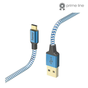 HAMA "reflektirajući" kabel za punjenje, USB-A - USB-C, 1,5 m, najlon, plavi