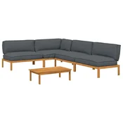Vidaxl Kavčna garnitura z blazino 5 pcs Antracit Masiven les akacije