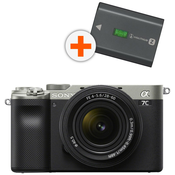 Fotoaparat bez zrcala Sony - Alpha 7C, FE 28-60mm, Silver + baterija Sony NP- FZ100
