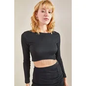 Bianco Lucci Ženska bluza dugih rukava 40601005, Okrugli izrez, Crna