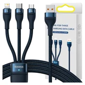 1 to 3 Baseus 3V1 Usb Kabel Za Lightning Usb-C Micro Usb 100W 1.2M Za Telefone