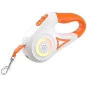 Povodec Rojeco Dog Automatic Leash LED 5 m (white and orange)