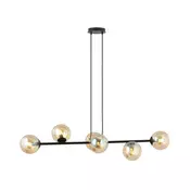 Luster na sajli ROSSI 6xE14/10W/230V crna/bež