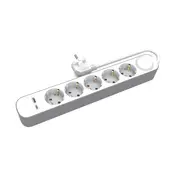 shumee Podaljšek 5x Schuko 230V 5m USB-A USB-C s stikalom Plastrol