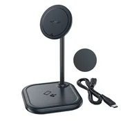 shumee 2v1 15W Qi brezžični polnilnik in stojalo za iPhone in Apple AirPods E6 črne barve