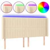 Vidaxl LED posteljno vzglavje krem 203x16x118/128 cm blago