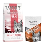 12 kg suhe hrane Wolf of Wilderness + Snack gratis! - Scarlet Sunrise losos in tuna - brez žit + Wide Acres - piščanec (monoprotein)