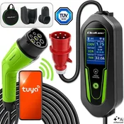 Polnilnik Qoltec za električna vozila in hibride z 2-v-1 regulacijo tipa 2 | 7 kW | 230 V | CEE 32 A | Wi-Fi | Tuya | Pametno življenje | LCD | TÜV certifikat | 5 m
