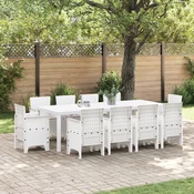 vidaXL vidaXL 11-delna vrtna jedilna garnitura z blazinami bela poli ratan, (22089870)