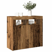Komoda s LED svjetlima boja drva 80x35x75 cm konstruirano drvo