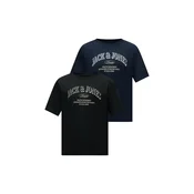 JACK & JONES Majica JJEDENVER mornarska/svetlo modra/črna/bela