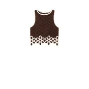 MANGO Top z naramnicami TomiI  ecru / rjava