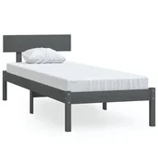 Vidaxl Posteljni okvir siv iz trdne borovine 90x190 cm