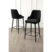 Hanah Home set od 4 barskih stolica Tera, crna tkanina Babyface, crne metalne noge