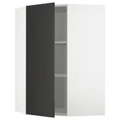 METOD Ugaoni zidni element s policama, bela/Nickebo boja antracita, mat, 68x100 cm