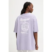HUGO modra kratka ženska majica bombažna Oversized_Tee_B