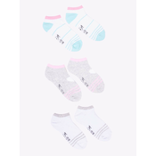 Yoclub Kidss Girls Ankle Cotton Socks Patterns Colours 3-pack SKS-0028G-AA30-002