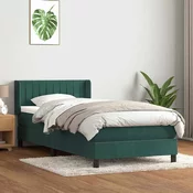 vidaXL vidaXL Box spring postelja z vzmetnico temno zelena 80x220 cm žamet, (21791121)