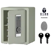 Nikcorp Biometrični sef NIKCORP OT-45-Z, 45x38x32 cm, jeklo Q235, prstni odtis, elektronska koda, 2 ključa, za dokumente in elektroniko, varen domači in pisarniški trezor, zelene barve, ojačana konstrukcija