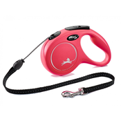 Flexi povodec New Classic M do 20 kg Vrvica 5 m rdeč - Pasji povodci - Roza