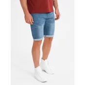 Ombre Mens denim shorts with rolled up leg - blue