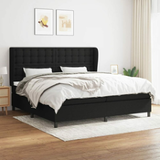 Greatstore Box spring postelja z vzmetnico črn 200x200 cm blago