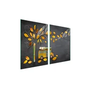 shumee Steklena zaščitna plošča za štedilnik 2x45x52 Leaf