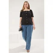 Trendyol Curve Black Finike Woven Plus Size Blouse