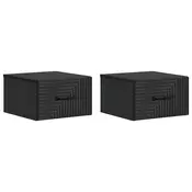 vidaXL Stenski nočni omarici s predalom 2 pcs Črna 34,5 x 33 x 20 cm