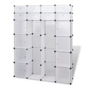 Vidaxl Modularna omara z 18 predelki bela 37x146x180,5 cm