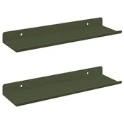 Vidaxl Ležeča polica 2 szt. Oljčno zelena 30 x 9 x 2,5 cm Jeklo