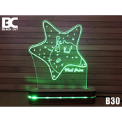 Black Cut 3D Lampa Mali Princ 1 Zelena
