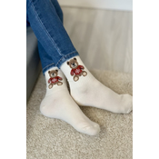 Milena Children Youth Socks Bear in Sweater Ecru