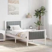Okvir kreveta s uzglavljem Bijela i svijetlosiva 75 x 190 cm