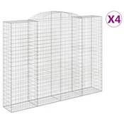 Vidaxl Obokane gabion košare 4 kosa 300x50x220/240 cm pocinkano železo