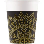 Mandala črno-zlati papirnati kozarci, set 8 kosov, 200 ml