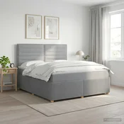 Postelja boxspring z vzmetnico Svetlo siva 160 x 200 cm Blago