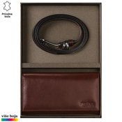 Princ Leather Ženski poklon set novcanik i kaiš, Braon