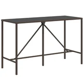 Vidaxl Barska miza s stekleno ploščo rjava 180x70x110 cm poli ratan