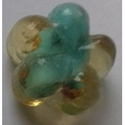 Cvet 15 mm tirkiz sa zlatnom sarom- Lampwork perle