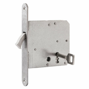 Ključavnica za drsna vrata DM 55 mm okrogla čelnica inox ključ