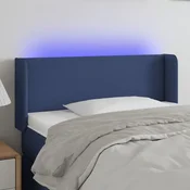 Vidaxl vidaXL Vzglavje postelje z LED modro 103x16x78/88 cm blago