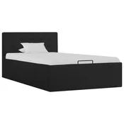 Vidaxl Dvižni posteljni okvir temno sivo blago 100x200 cm