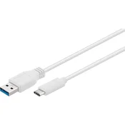 Goobay USB 3.0 Priključni kabel [1x Muški konektor USB 3.0 tipa A - 1x Muški konektor USB-C™] 1 m Bijela pozlaćeni kontakti, UL certificiran