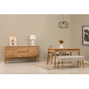 HANAH HOME Vina 02 1005 Atlantic Pine Cream (Produživi trpezarijski sto, stolice i konzola (5 komada))