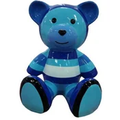 Casa Padrino luxury designer decorative figure teddy bear blue/multicolored 33 x H. 37 cm - Living room decorative figure - Luxury decorative figure - Designer decorative figure